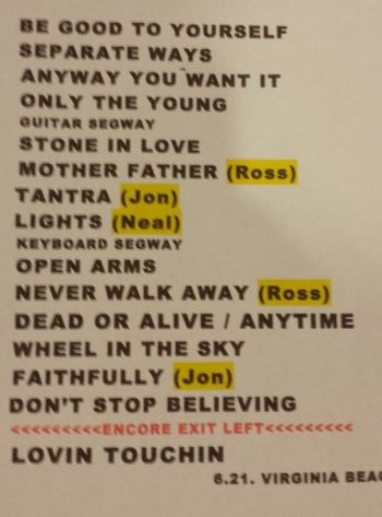 Journey in Virginia Beach, VA 21 Jun 2014 SETLIST.JPG